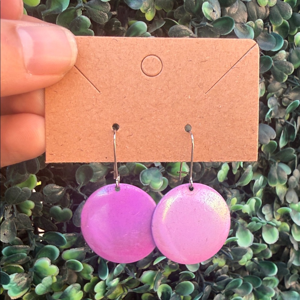 Handmade Pink Disc Drop Earrings - Women Jewelry